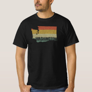 Washington Vintage Retro Sunset Distressed Map T-Shirt