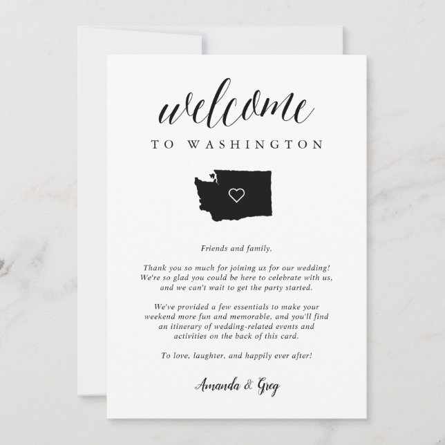 Washington Wedding Welcome Letter & Itinerary (Front)