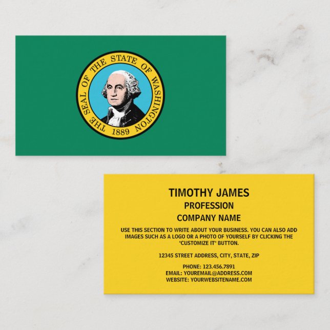 Washingtonian Flag, Flag of Washington Business Card (Front/Back)