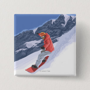 WashingtonSnowboarding Vintage Travel Poster 15 Cm Square Badge
