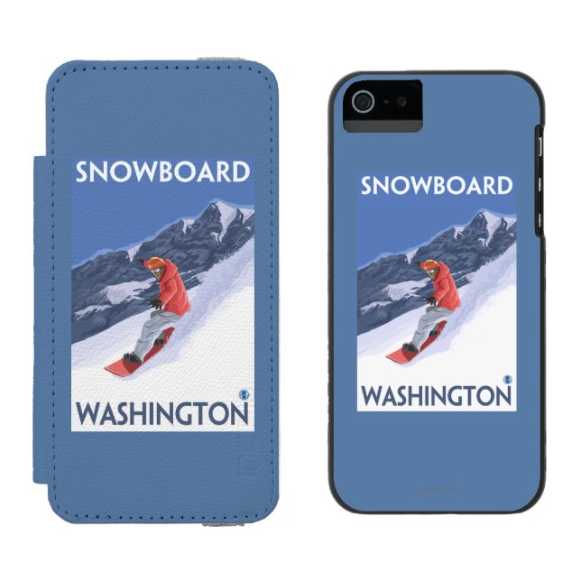 WashingtonSnowboarding Vintage Travel Poster Incipio iPhone Wallet Case (Side by Side)