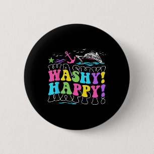 Washy Happy Travelling Beach Trip Ship Tour Cruisi 6 Cm Round Badge