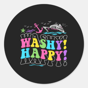 Washy Happy Travelling Beach Trip Ship Tour Cruisi Classic Round Sticker