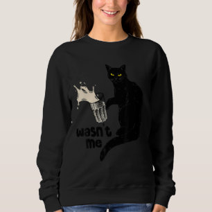 Wasn't Me Funny Black Cat Mom Vintage Black Cat Lo Sweatshirt