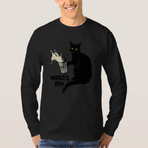 Wasn't Me Funny Black Cat Mom Vintage Black Cat Lo T-Shirt