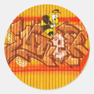 Wasp Graffiti Wall Classic Round Sticker