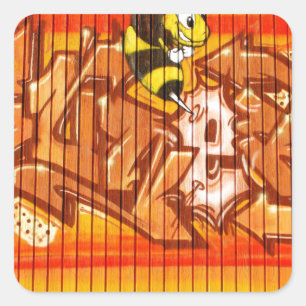 Wasp Graffiti Wall Square Sticker
