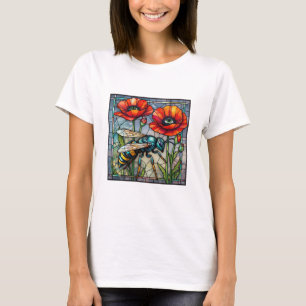 Wasp hornet bee stained glass poppy flower insect  T-Shirt