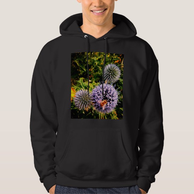 Wasp, on blue flowers hoodie (Front)