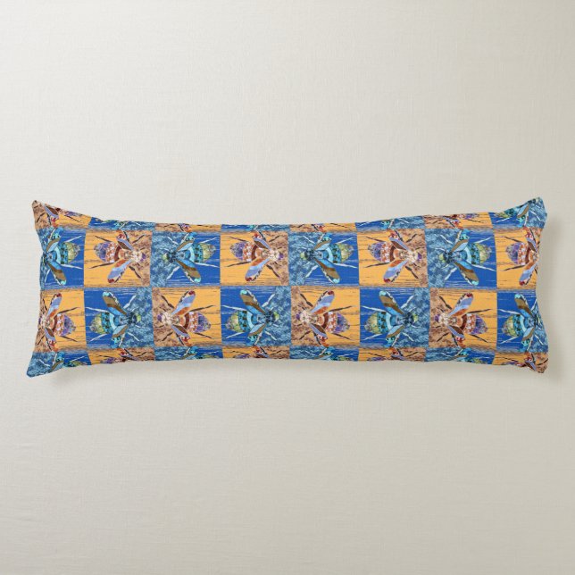 Wasp Patchwork Style Textile Pattern Body Cushion (Front)