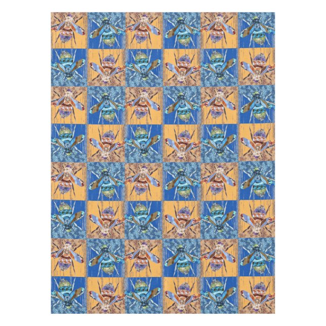 Wasp Patchwork Style Textile Pattern Tablecloth (Front)