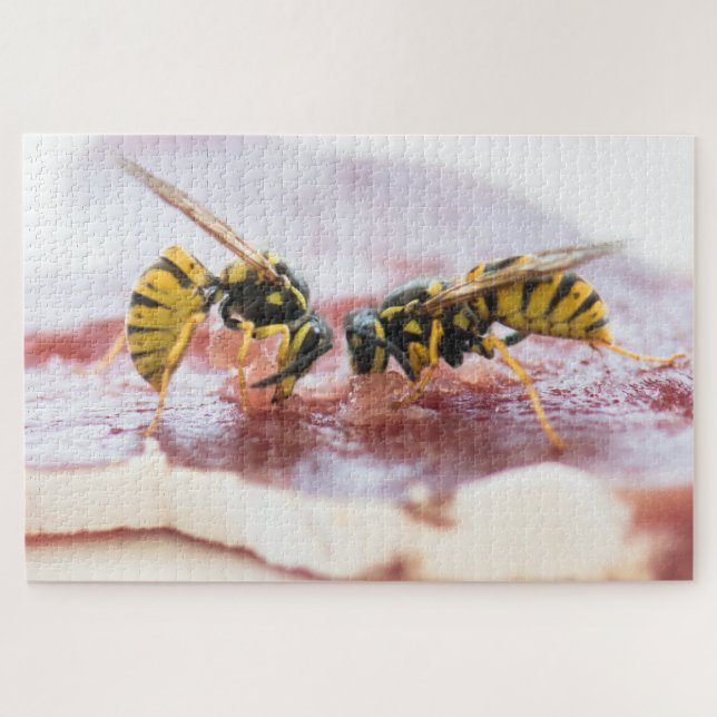Wasps eating a sausage jigsaw puzzle (Horizontal)