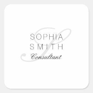 Wassermarke Minimalist Monogram Elegant Consultant Square Sticker