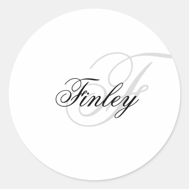 Wassermarke Minimalist Monogram Script Classic Round Sticker (Front)