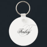 Wassermarke Minimalist Monogram Script Key Ring<br><div class="desc">Custom elegant Watermark. Minimalist design. Insert name.</div>