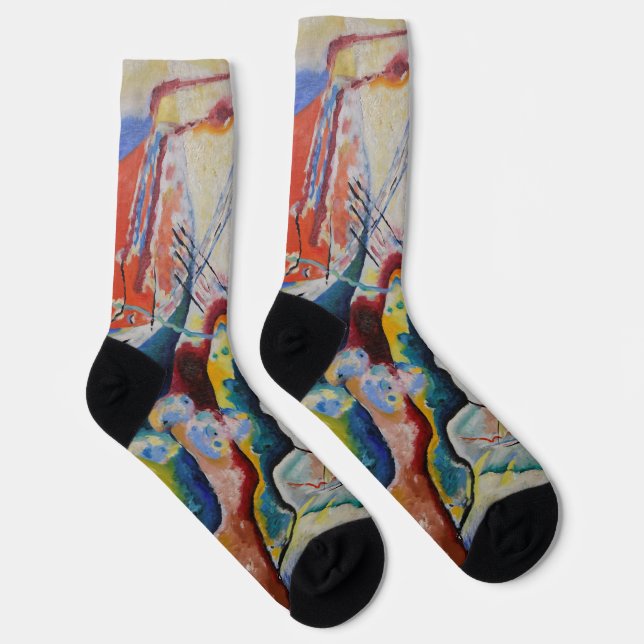 Wassily Kandinsky Red stain Classic Abstract Art Socks (Right)