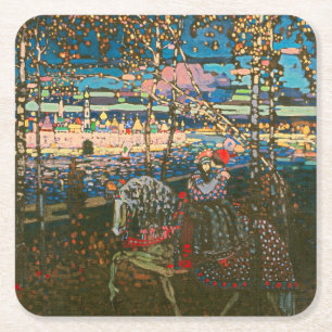 Wassily Kandinsky The Riding Couple Russian Art Square Paper Coaster