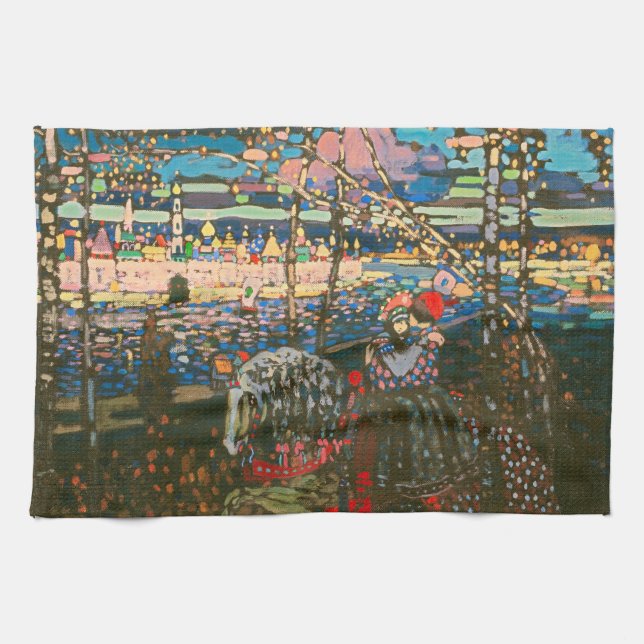 Wassily Kandinsky The Riding Couple Russian Art Tea Towel (Horizontal)