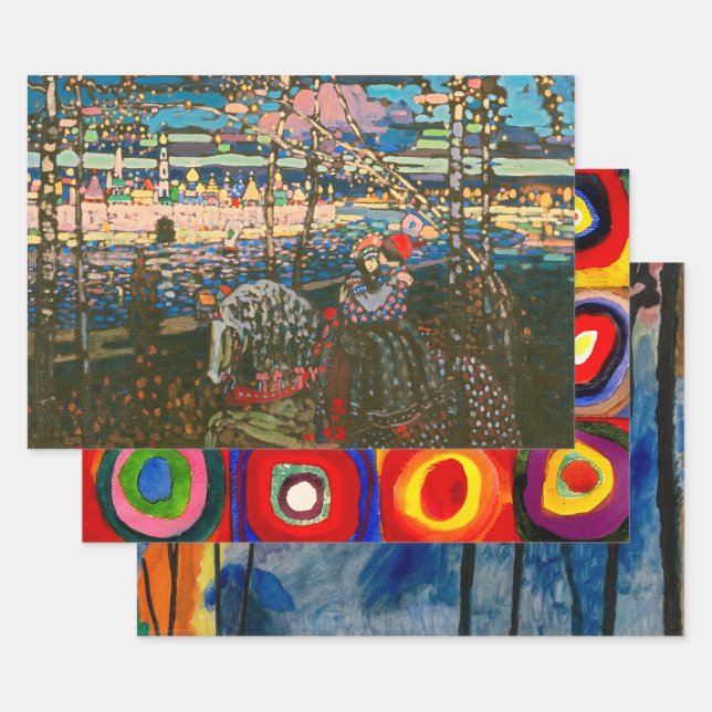 Wassily Kandinsky The Riding Couple Russian Art Wrapping Paper Sheet (Set)