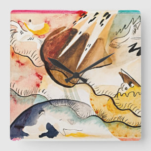 Wassily Kandinsky's Rain Landscape Square Wall Clock