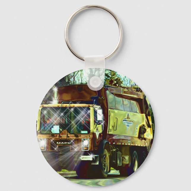 WASTE DISPOSAL GARBAGE TRUCK Art Keychain (Front)