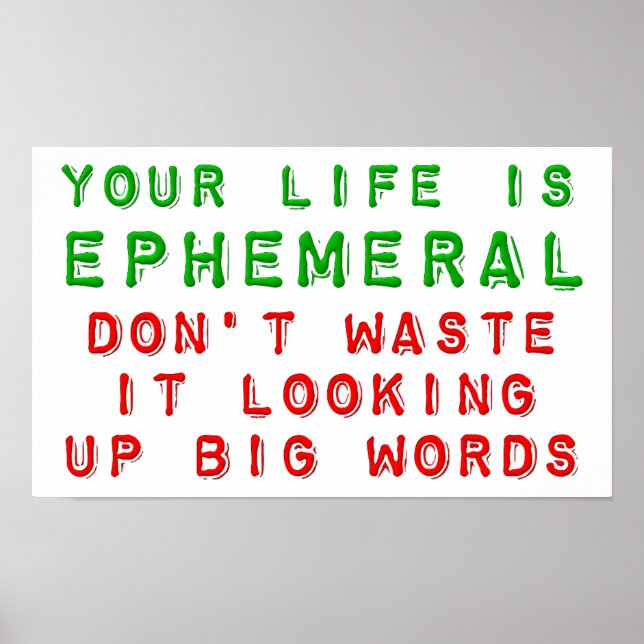 Waste Life Looking For Big Words Funny Poster (Front)