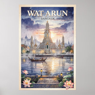 Wat Arun Bangkok Vintage Travel Poster