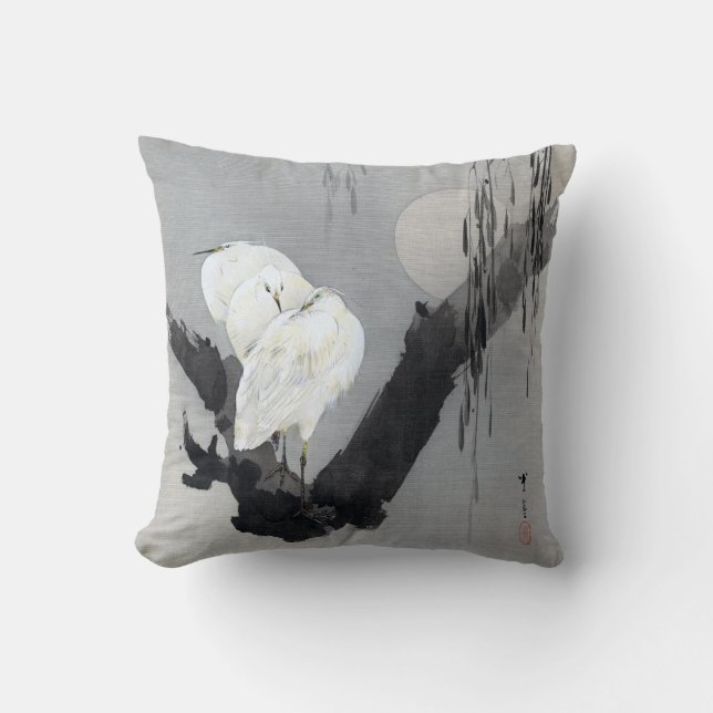 Watanabe Seitei Egrets in a Tree at Night Cushion (Front)