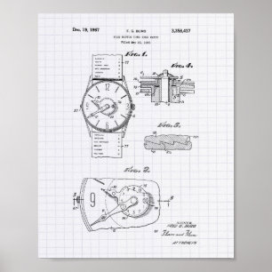 Watch 1966 Patent Art - Lined Peper Poster