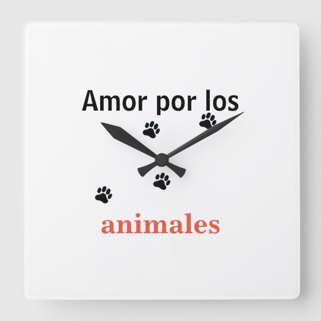 Watch animal lover square wall clock (Front)
