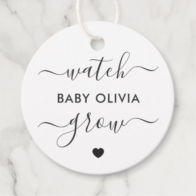 Watch Baby Grow, Plant Gift Tag, Favour Tag (Front)