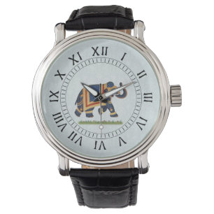 Watch blue grey  indian Elephant roman hands