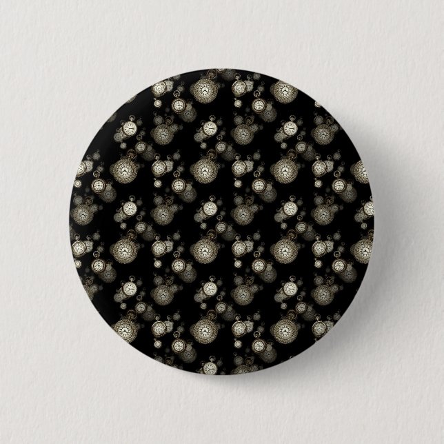Watch faces print - steampunk patterned accessory 6 cm round badge (Front)