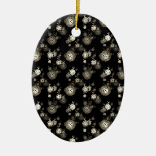 Watch faces print - steampunk patterned accessory ceramic tree decoration