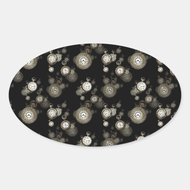 Watch faces print - steampunk patterned accessory oval sticker (Front)
