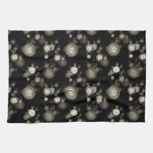 Watch faces print - steampunk patterned accessory tea towel