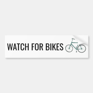 WATCH FOR BIKES Cute Green Bicycle  Bumper Sticker
