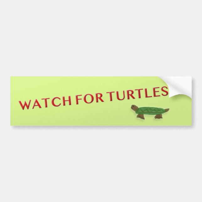 WATCH FOR TURTLES!!! BUMPER STICKER (Front)