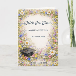 Watch Her Bloom   Botanical School Graduation Card