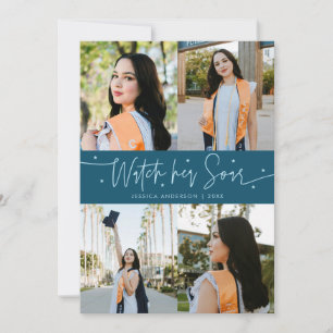 Watch Her Soar Multi Photo Teal Grad Announcement
