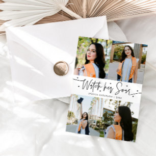Watch Her Soar Multi Photo White Grad Announcement