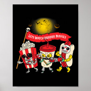 Watch Horror Movies Halloween Funny Ghost Skeleton Poster