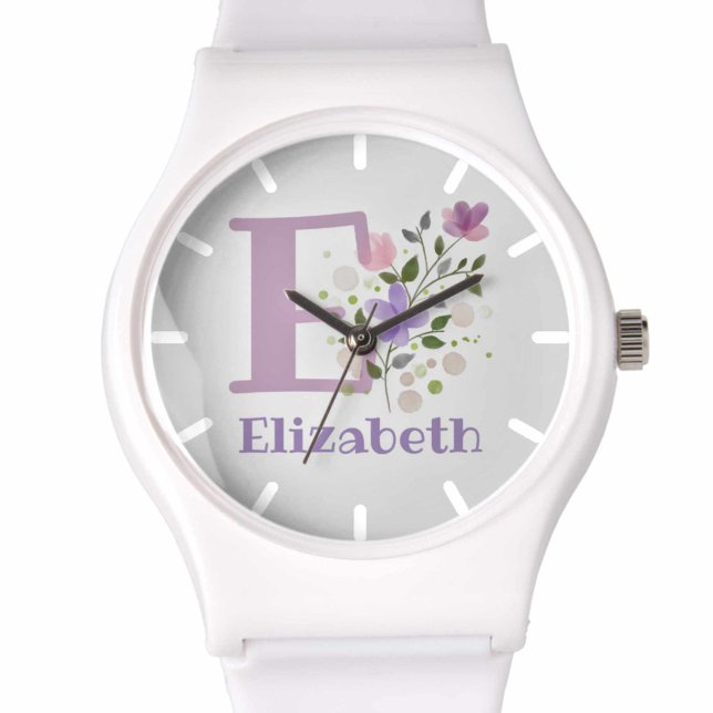 Watch in a Floral Design with Name & Initial (Creator Uploaded)