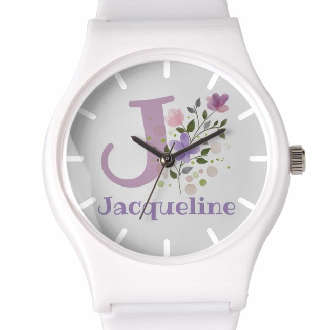 Watch in a Floral Design with Name & Initial (Creator Uploaded)