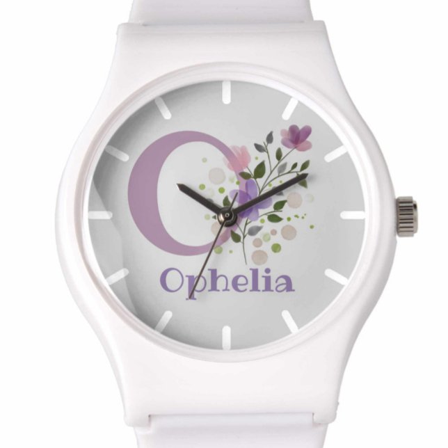 Watch in a Floral Design with Name & Initial (Creator Uploaded)