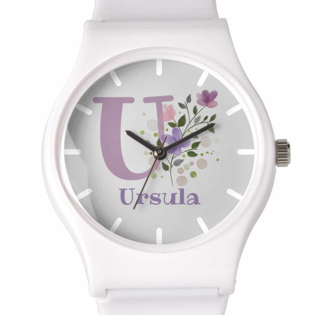 Watch in a Floral Design with Name & Initial (Creator Uploaded)