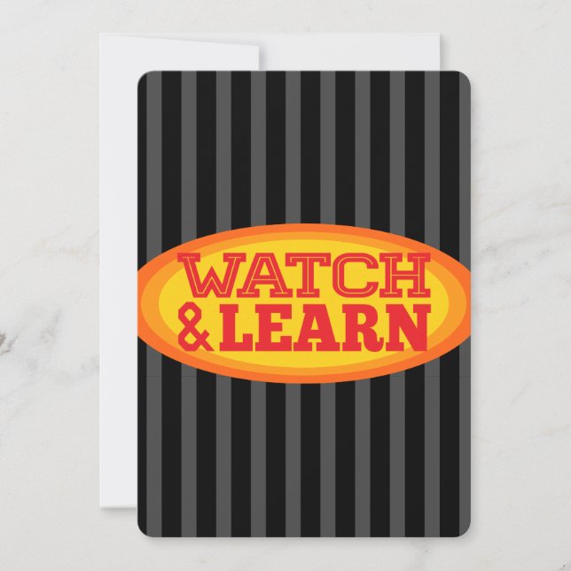 Watch & Learn Radial Oval Stripes Invitation (Front)