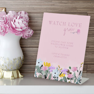 Watch Love Grow Wildflower Seed Favours Pedestal Sign