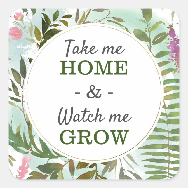 Watch Me Grow Baby Shower Sprinkle Pot Seed Bag Square Sticker (Front)