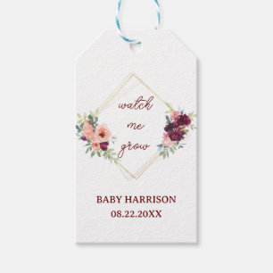 Watch Me Grow Boho Fall Floral Autumn Baby Shower  Gift Tags